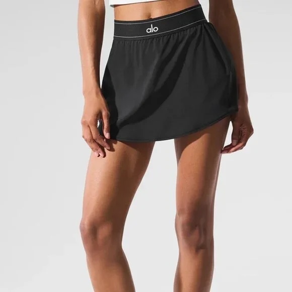 ALO Yoga Dresses & Skirts - ALO Yoga Black Mini Skort with Logo Waistband